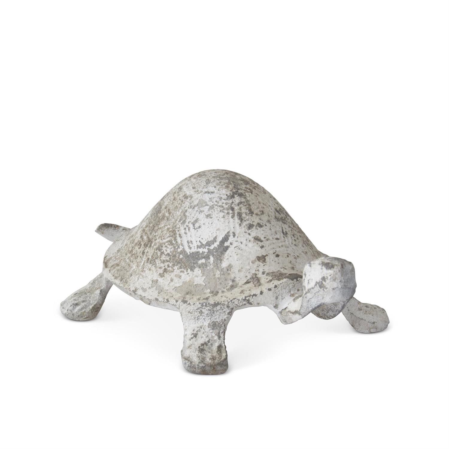 Weathered White Metal Turtle 8.5 Inch