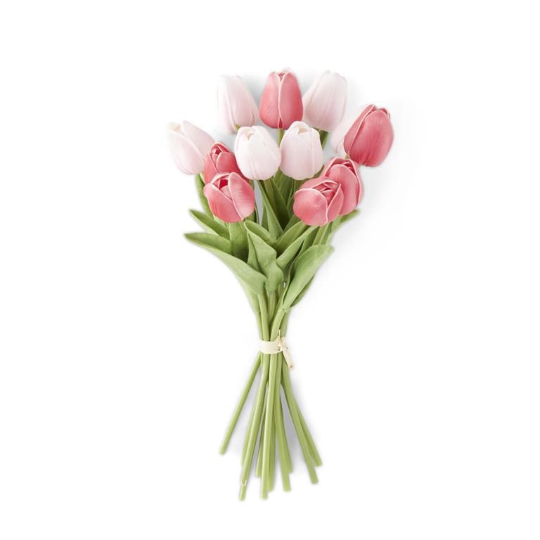 Pink/Rose Real Touch Mini Tulip Bundle 13 Inch