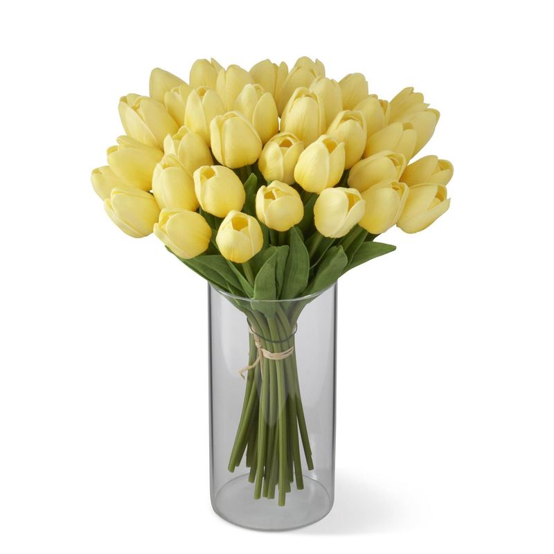 Light Yellow Real Touch Mini Tulip Bundle 13"