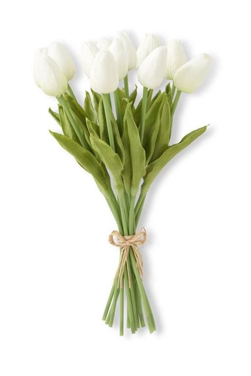 White Real Touch Mini Tulip Bundle 13 Inch