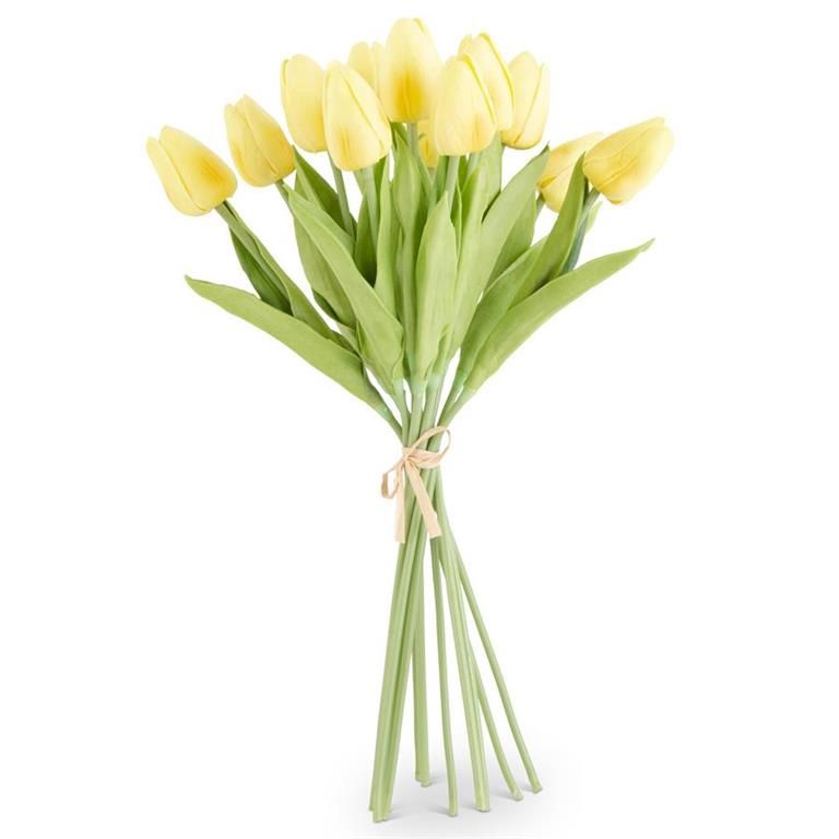 Light Yellow Real Touch Mini Tulip Bundle 13"