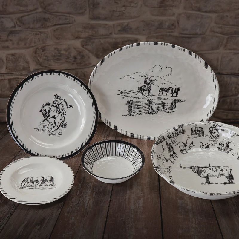 Ranch Life 14PC Melamine Dinnerware Set