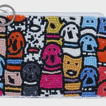 Scp 5066 - Ivory/Multi Dog Coin Purse