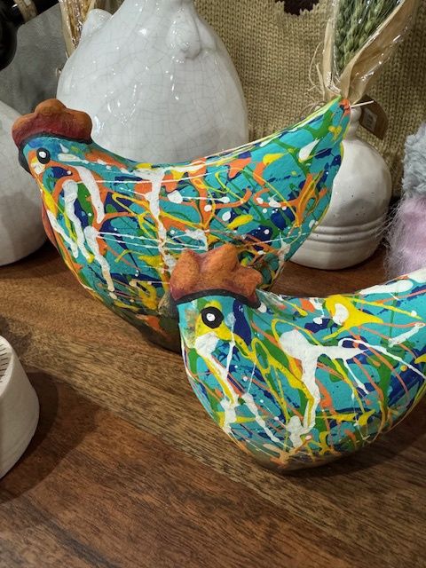 Ceramic Chicken Abstract set of 2