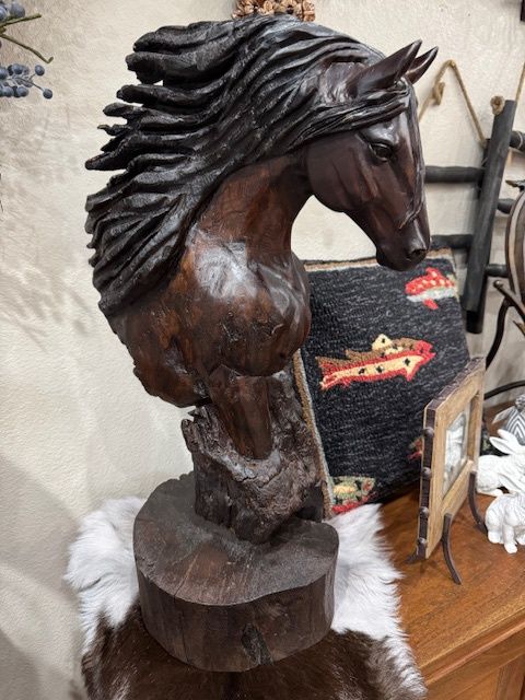 Hand Carved Horse Sculpture