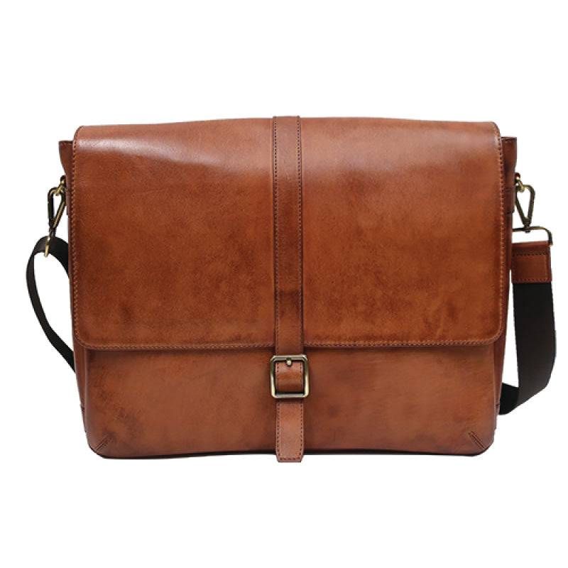 Cognac Leather Messenger Bag
