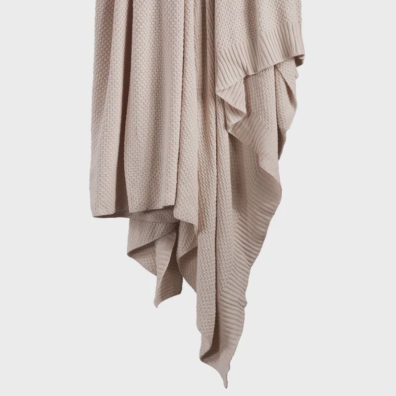 HE Cotton Knit Throw Blanket Blush 50x60