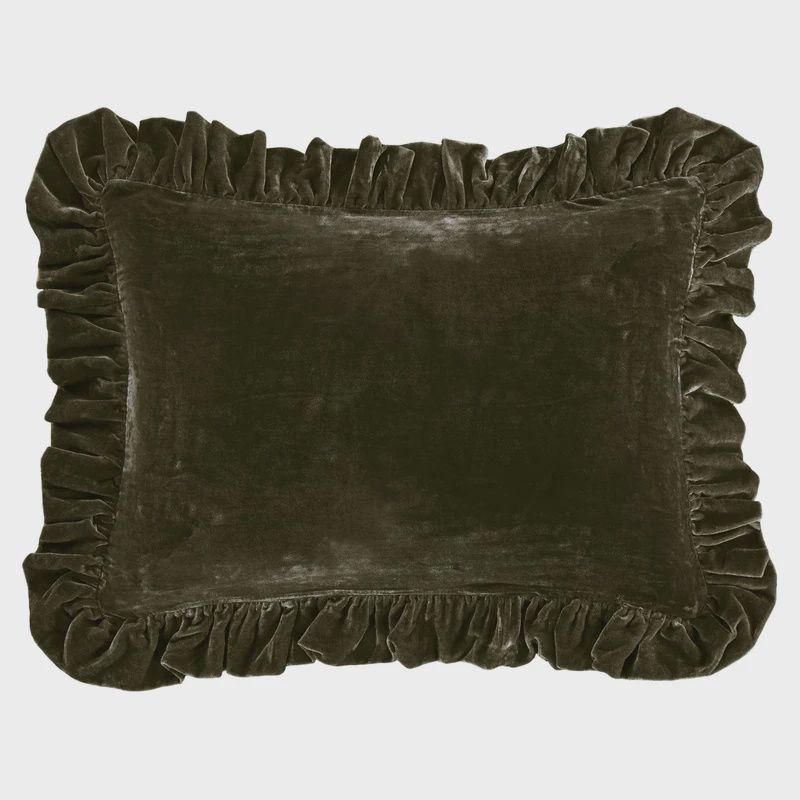 HE Stella Faux Silk Velvet Dutch Euro  Pillow Ruffled Edge