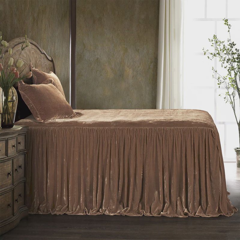 HE Stella Faux Silk Velvet Bedspread Set K Dusty Rose
