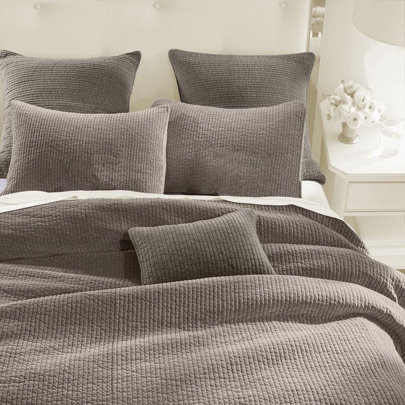HE Stonewash Cotton Velvet Quilt Set KG Taupe