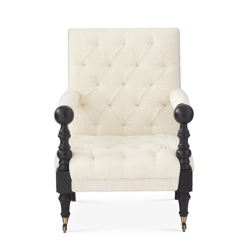 KK Cream Tufted Upholstered Arm Chair