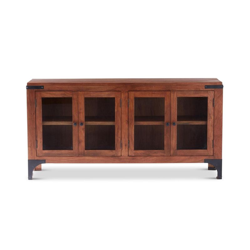 KK Wood 4 Glass Door Sideboard w/ Blk Metal