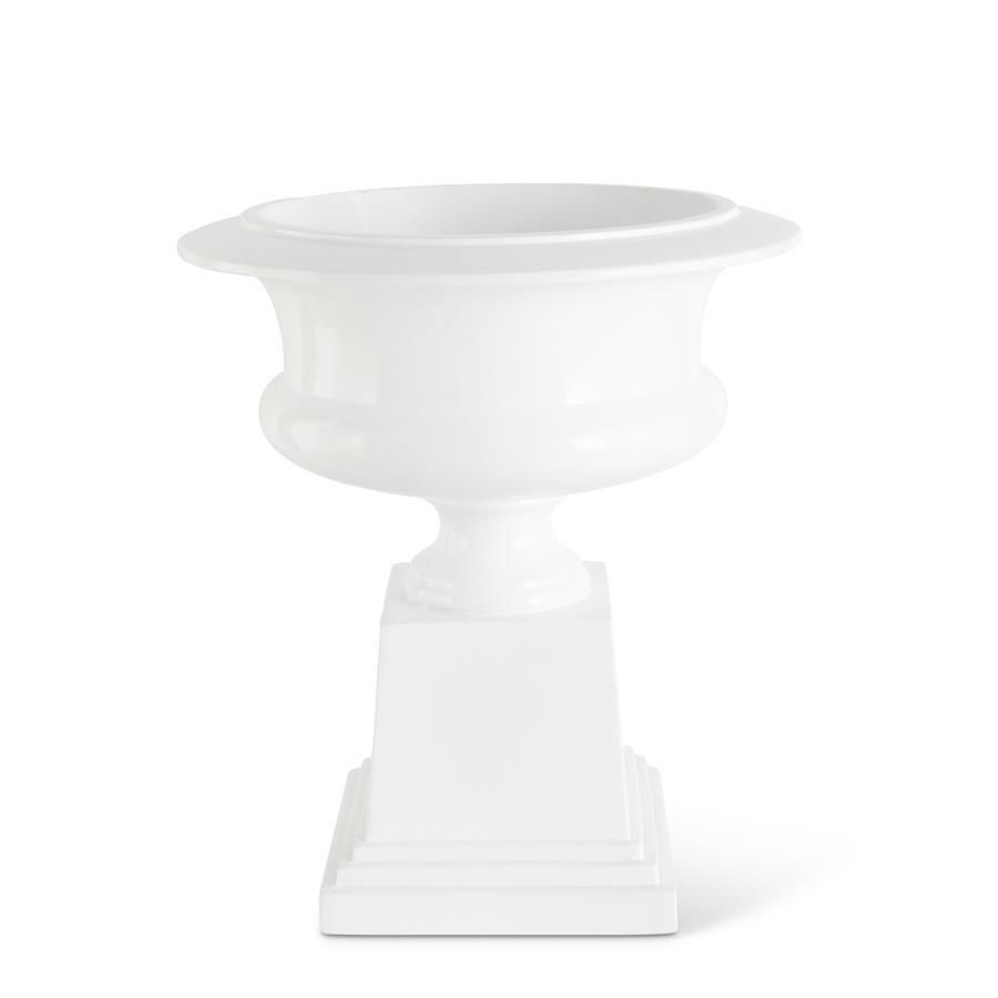 KK 21.5 Inch Glossy White Fiberglass Urn