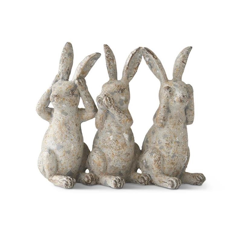 KK Assorted Small Gray Resin Bunnies Set of 3