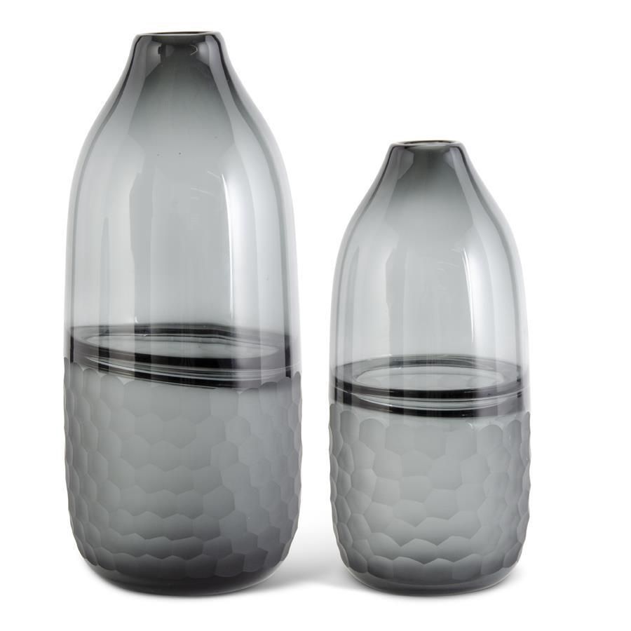 KK Set of 2 Transparent Glass Vases