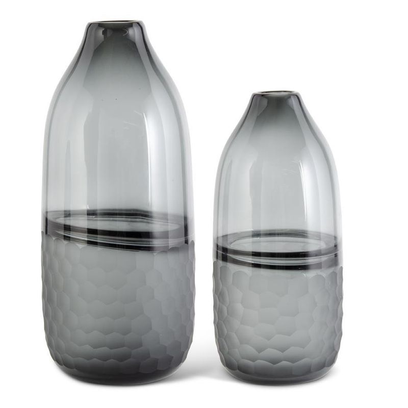 KK Set of 2 Transparent Glass Vases