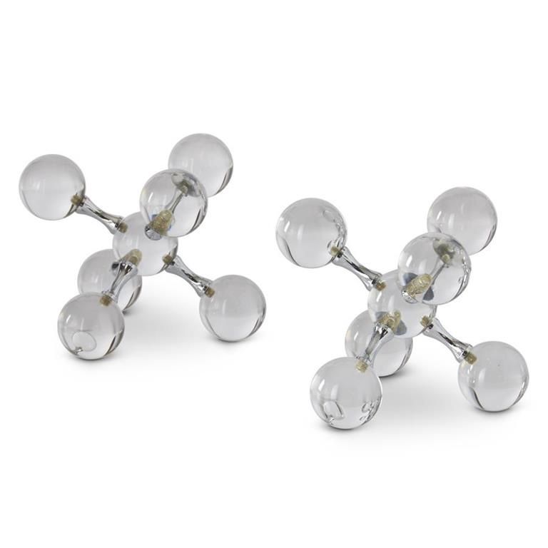 KK Set of 2 5.25"Man Made Crystal Glass Jacks Bookends