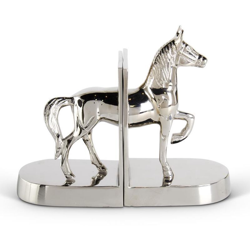 KK Silver Metal Horse Bookends