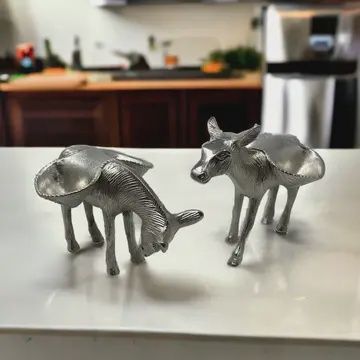 Set/2 Donkey Figures with Side Saddle Serving Dishes