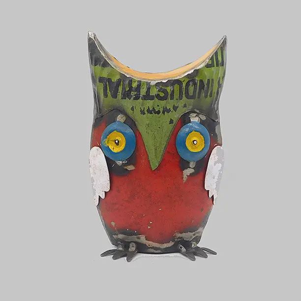 Owl Red Recycled Animal Metal