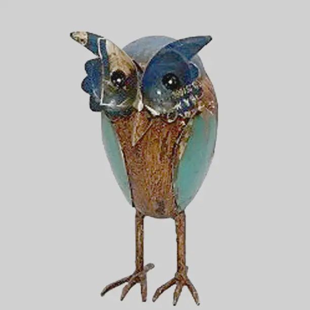 Owl Blue Small Recycled Metal Animal