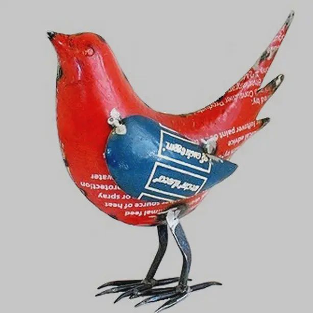 Red Bird Recycled Metal Animal