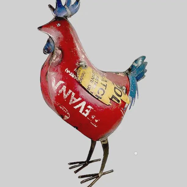 Red Rooster Metal Recycled Animal 15"