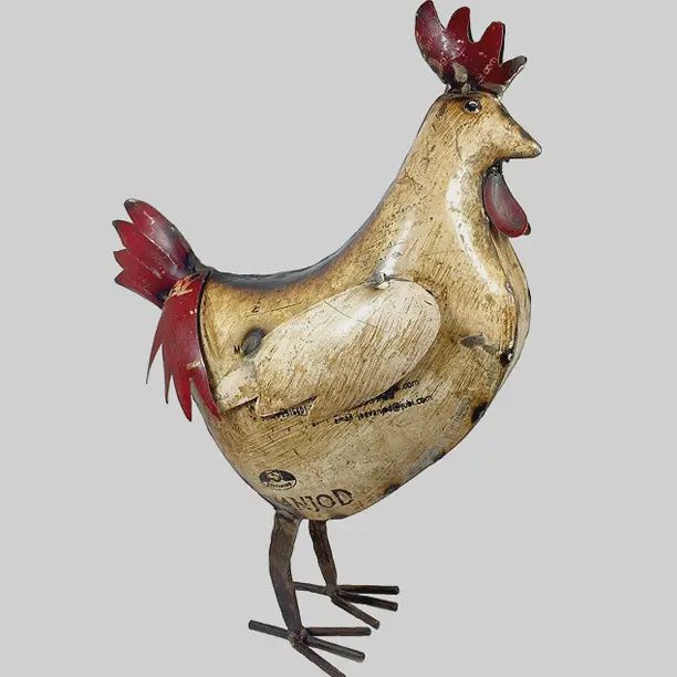 White Rooster Recycled Metal Animal