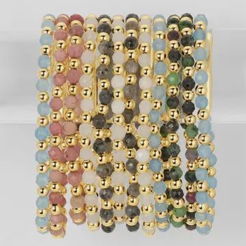 Stretch Stone &amp; Bead Bracelet