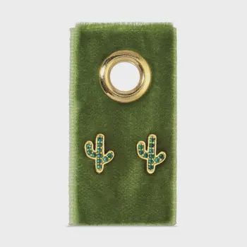 Green Pave Cactus On Velvet Gift Tag