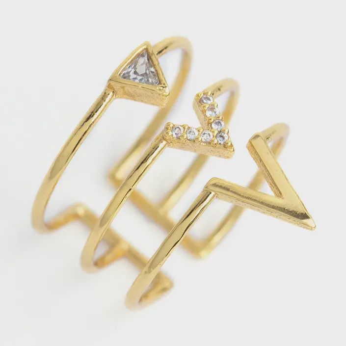 SI Ring Adj Triple ring Gold