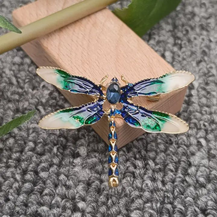 Rhinestone Enamel Dragonfly Brooch Clothes Pin