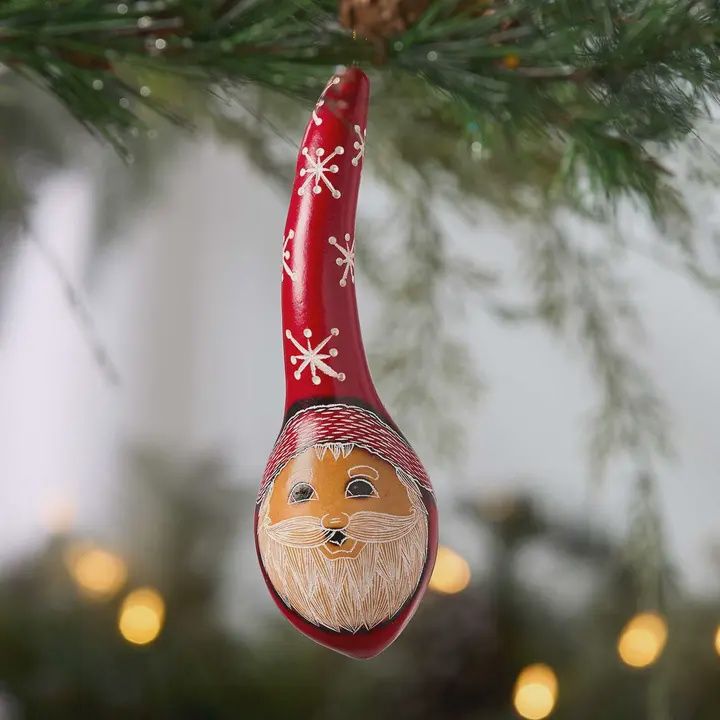 Festive Santa Gourd Christmas Ornament