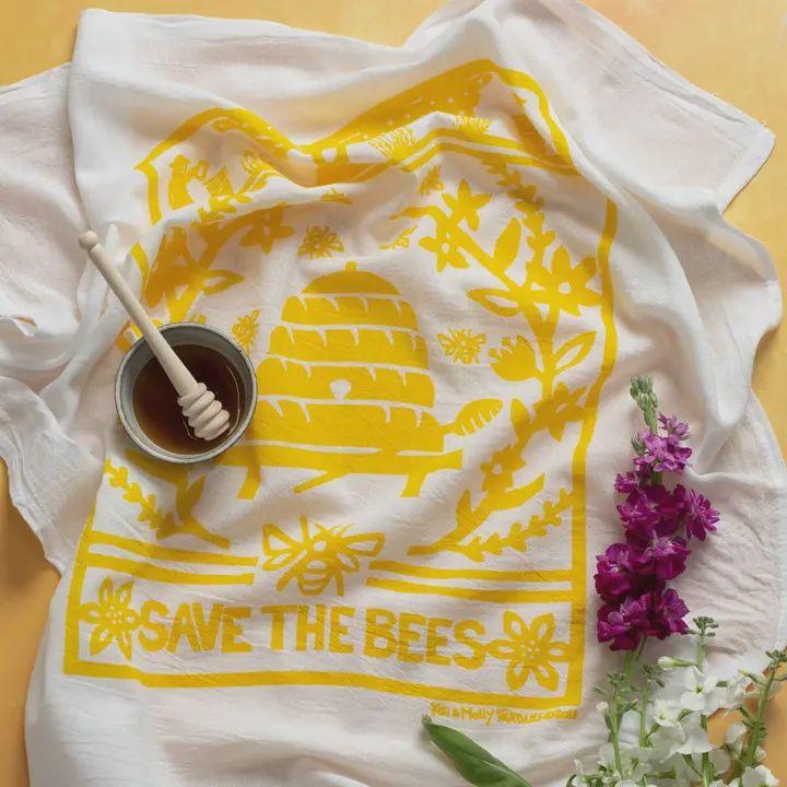 Flour Sack Dish Towel Bees