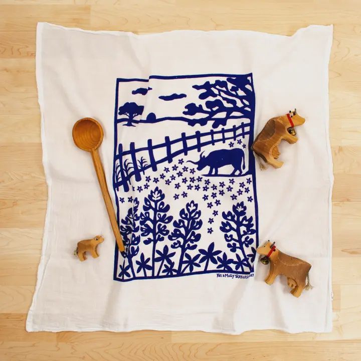 Flour Sack Dish Towel Bluebonnets