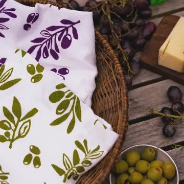 Flour Sack Dish Towel Olives