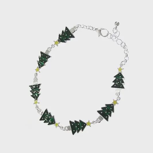Christmas Tree with Yellow Star Link &amp; Chain Bracelet