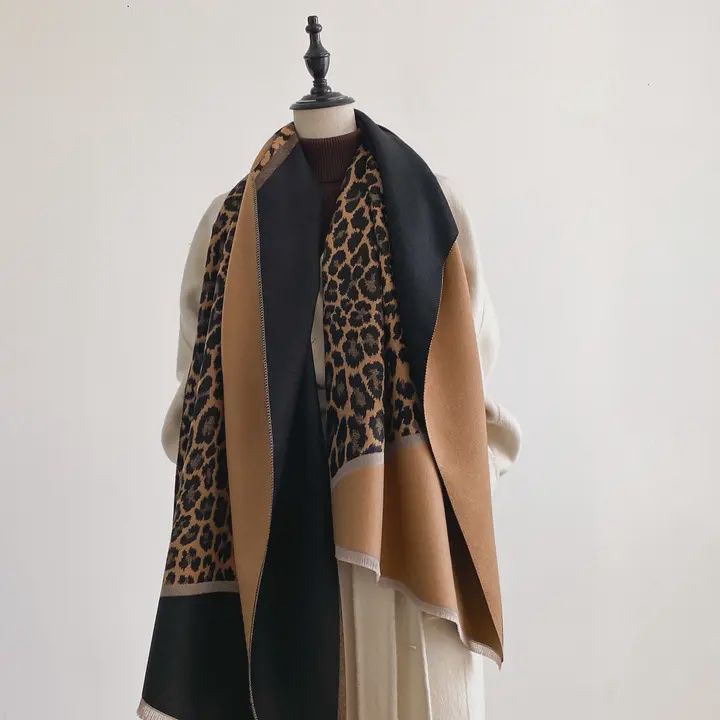 Brown / Black Angled Cheetah Reversible Wrap
