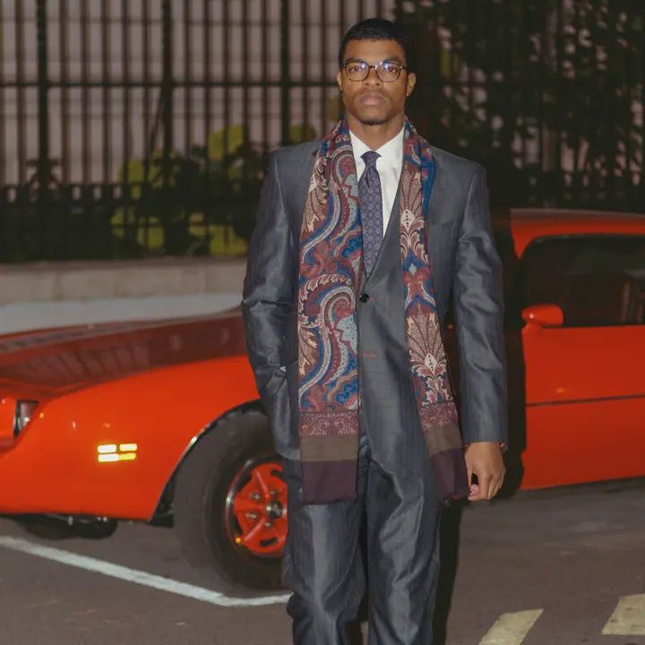 Aosta - Wool Scarf - Burgundy, Blue &amp; Brown