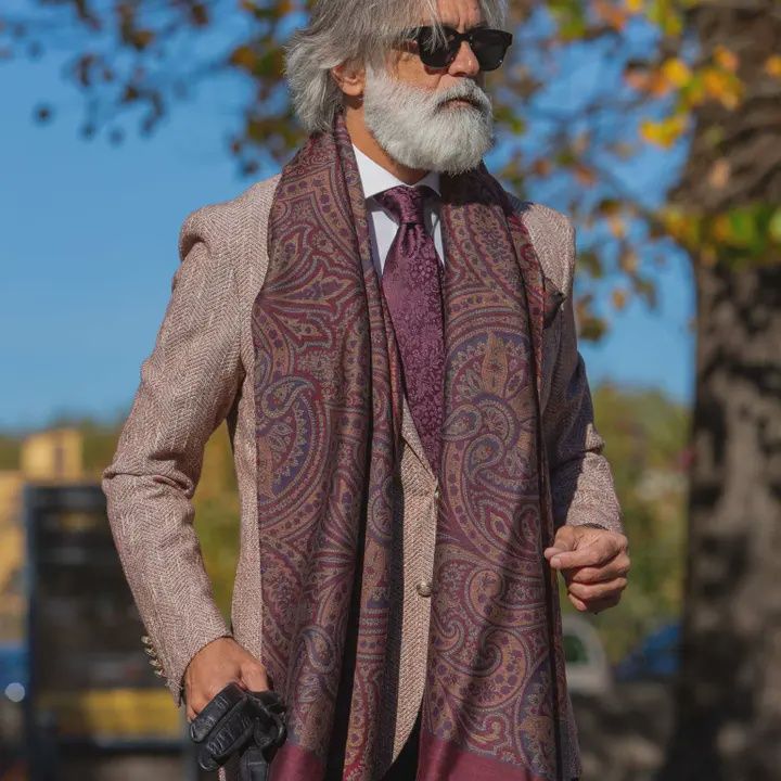 Leone - Wool Silk Scarf - Burgundy