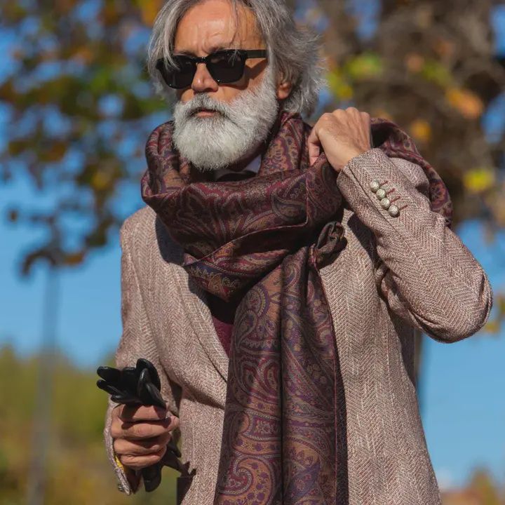 Leone - Wool Silk Scarf - Burgundy