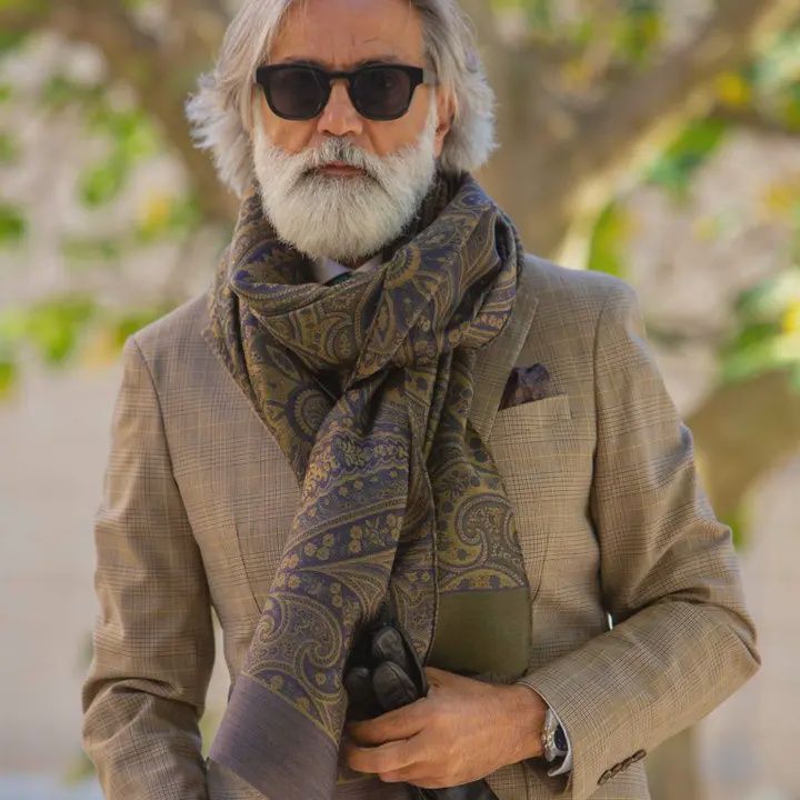 Leone - Wool Silk Scarf - Olive Green