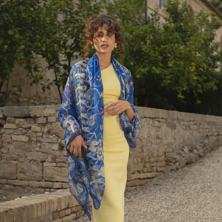 Natalia - Silk Scarf Shawl - Royal Blue