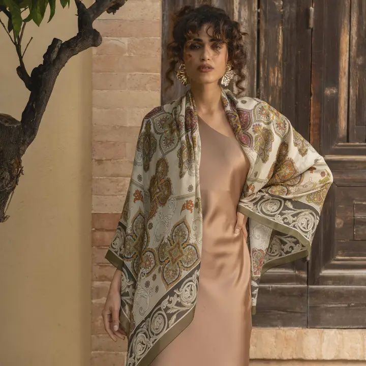 Venere - Modal Cashmere Scarf Shawl - Olive Green