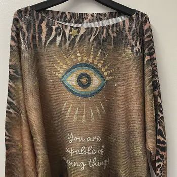Vieyech Brown Eye Knit Printed Sweater