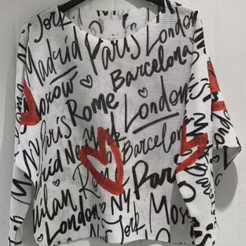 Cocity Heart City Round Knit Printed Sweater