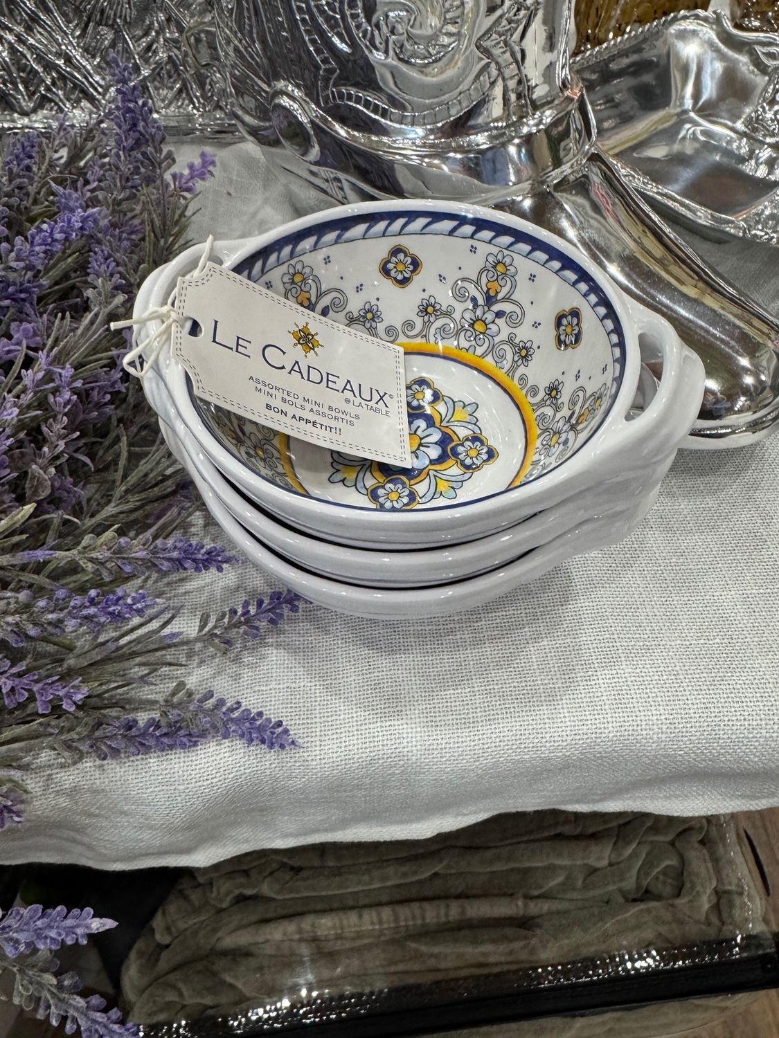 LeCadeaux Set of 3 Sorrento Bowls with Handles 6"