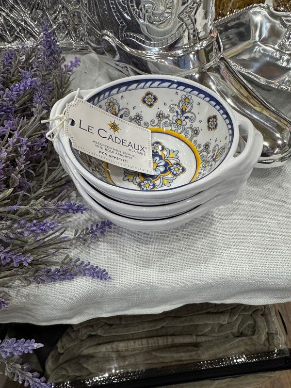 LeCadeaux Set of 3 Sorrento Bowls with Handles 6"