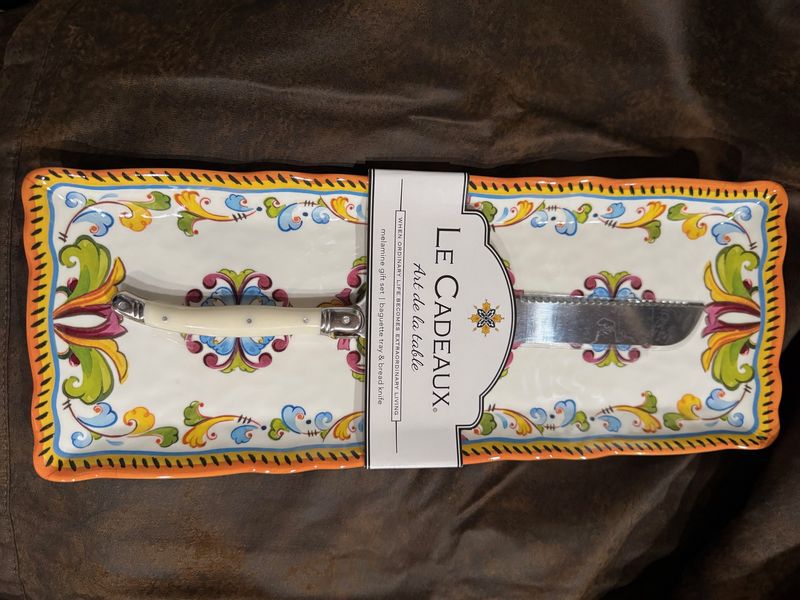 LeCadeaux Baguette Tray with Knife Set Toscana