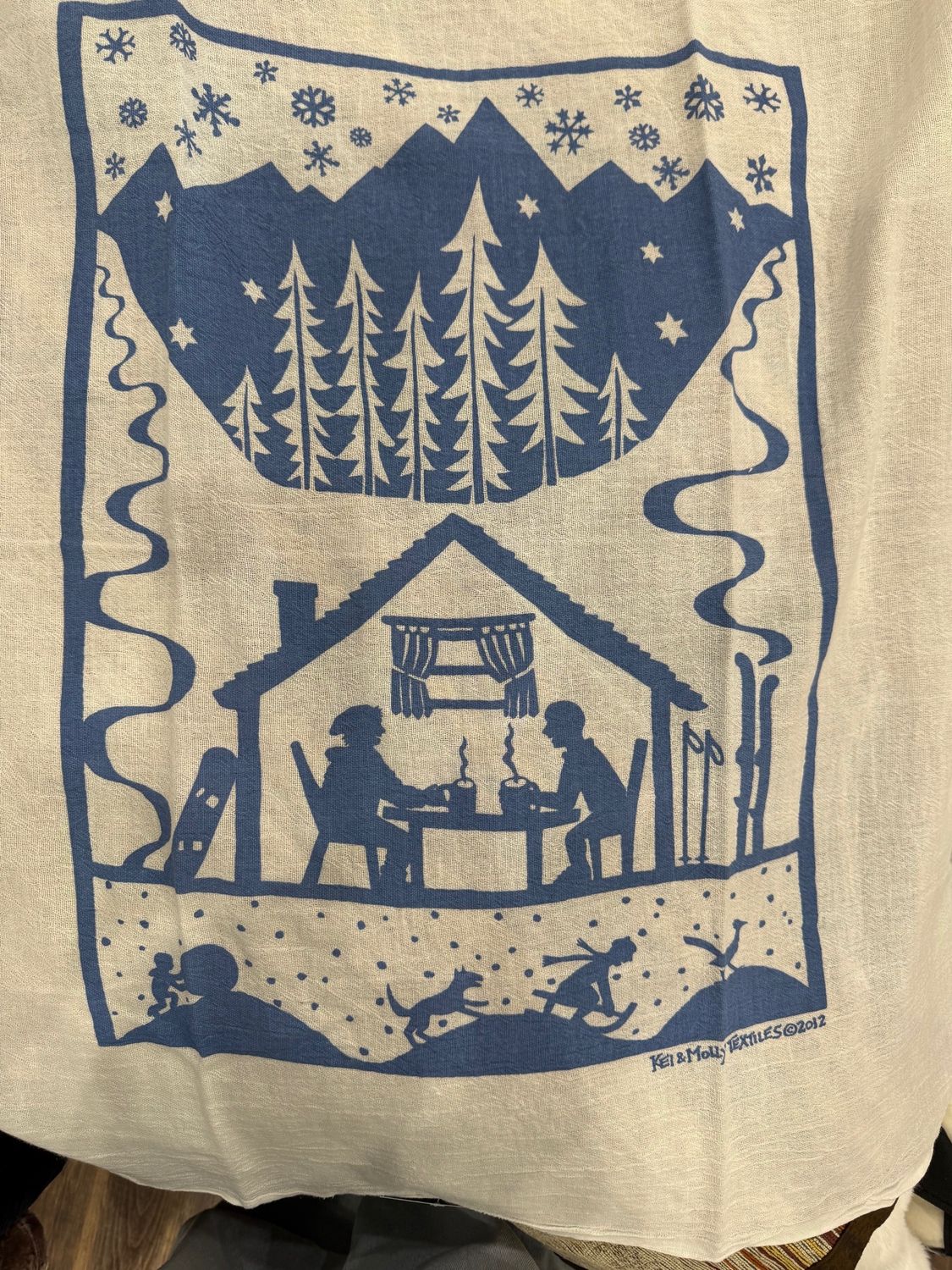 Kei Molly Dish Towel Hot Cocoa Steel Blue